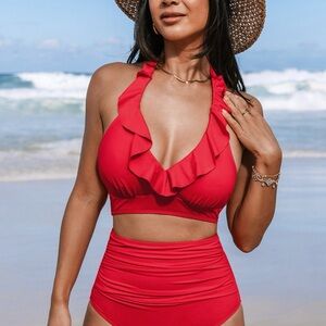Cupshe Red Ruffle Bikini
